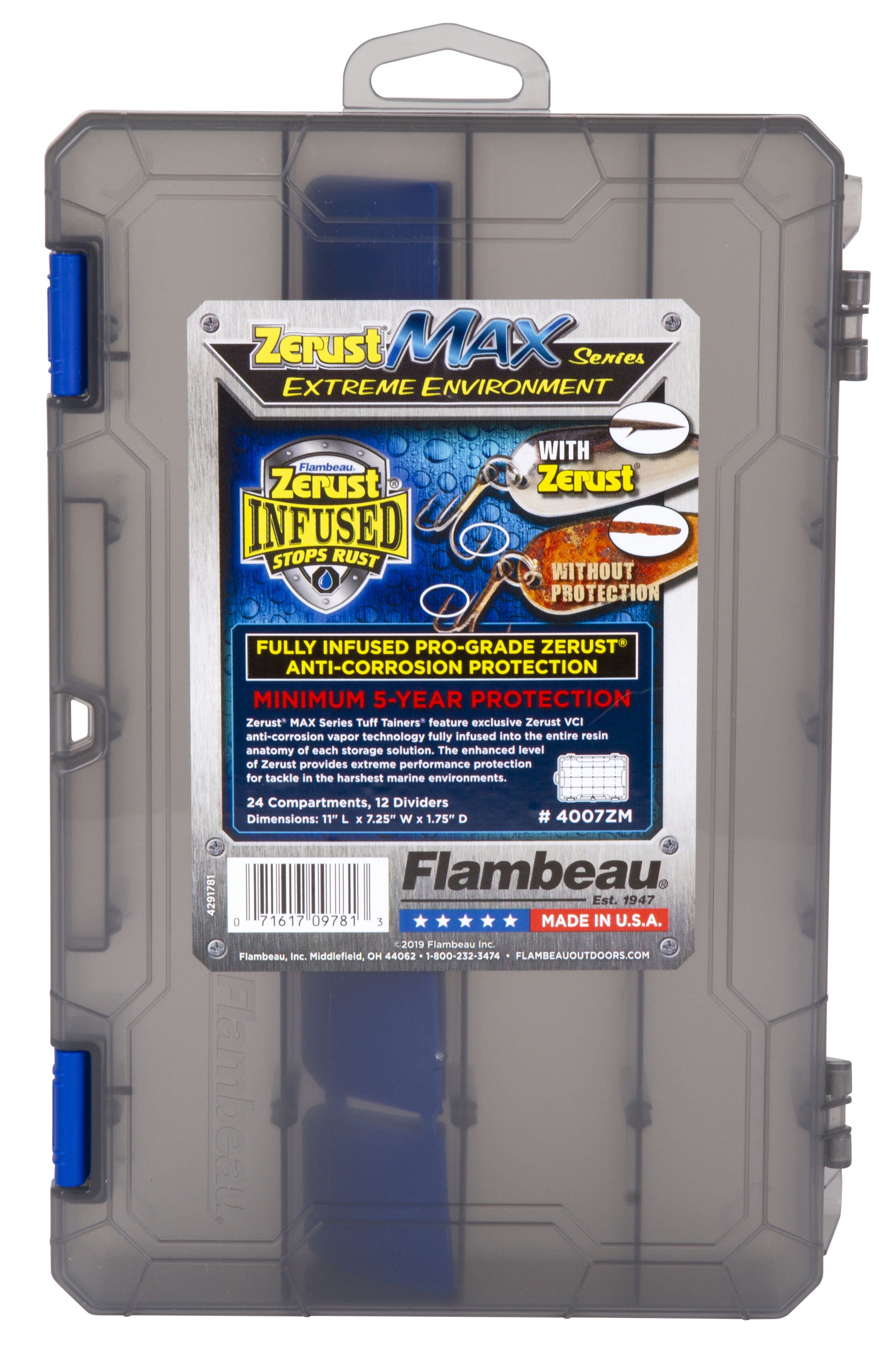 (2 pack) Flambeau Outdoors, Zerust Max Tuff Trainer,  Fishing Tackle Boxes and Bait Storage, Plastic, 11 inches long