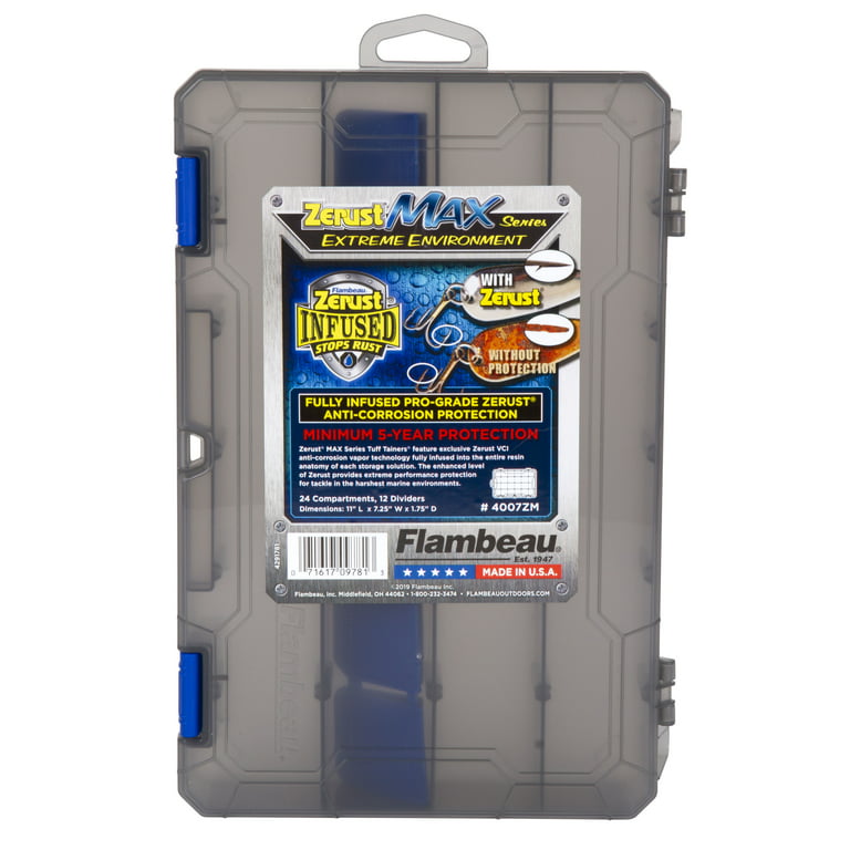 Flambeau Outdoors, Zerust Max Tuff Trainer, Fishing Tackle Boxes and Bait  Storage, Plastic, 11 inches long