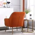 thumbnail image 4 of Velvet Accent Chair, Modern Velvet Vanity Chair for Makeup Room, Comfy Upholstered Leisure Chair with Arm, Back and Solid Metal Legs for Bedroom, Home Arm Chair for Living Room, Orange, 4 of 10
