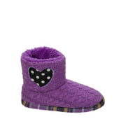 Dearfoams Girl's Sweater Knit Bootie w/Heart Slippers