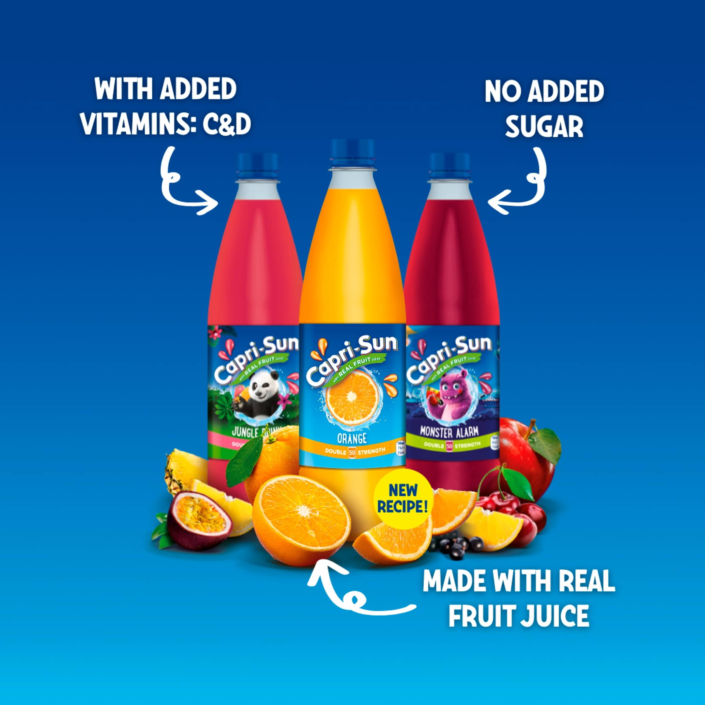 Capri-Sun Double Strength Orange Squash 1L, Imported from Britain