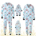 thumbnail image 5 of Kids Children Christmas Sets Light Blue Prints Hooded Zipper Jumpsuit Family Outfit Christmas Family Pajamas, 5 of 8