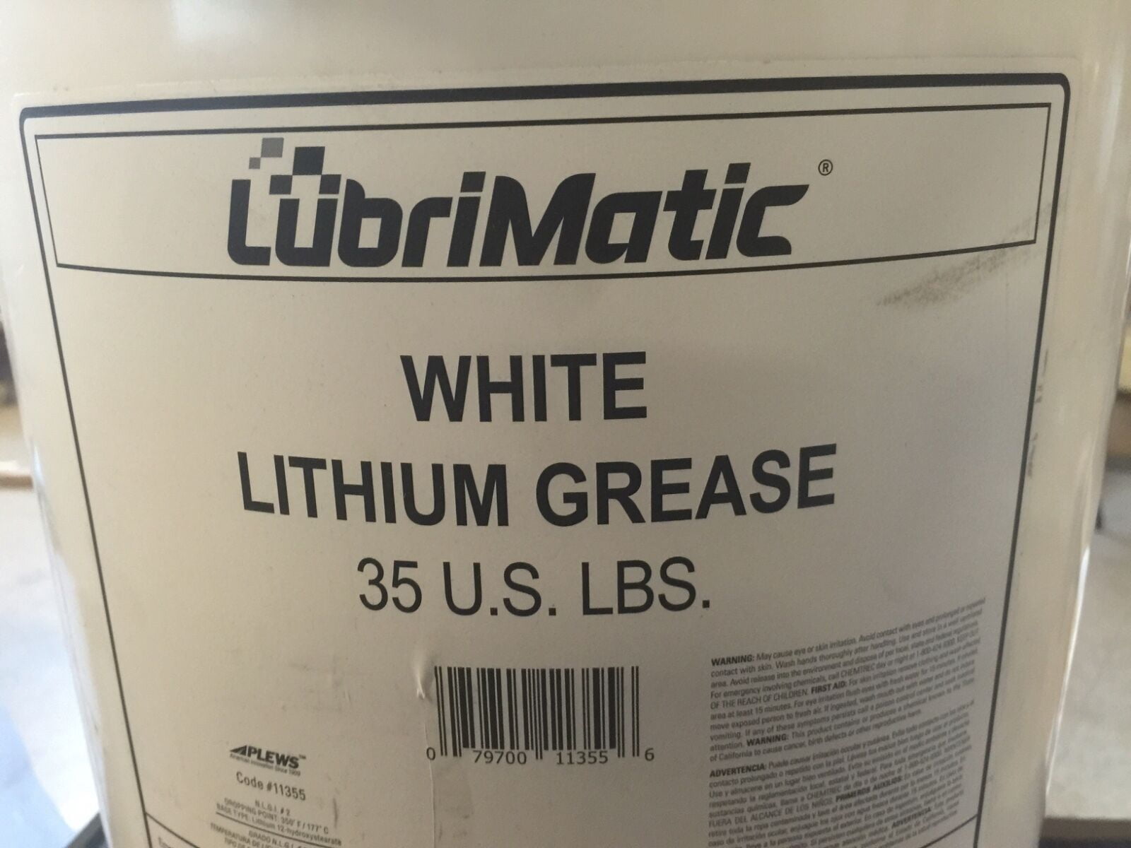 Lubrimatic 1135 White Lithium Grease 35 LB BUCKET