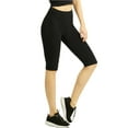 thumbnail image 3 of Women's Knee Length Cotton 21 Inch Outseam Shorts W/High Waistband Activewear/Leggings, Black-L, 1 Pack, 3 of 4