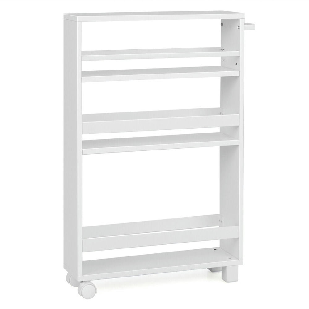 Finihen Rolling Cart, Kitchen Island Cart, 4-Tier Slim Storage Kitchen Cart with Adjustable Shelves, for Kitchen, Dining Room, White Finihen Rolling Cart, Kitchen Island Cart, 4-Tier Slim Storage Kitchen Cart with Adjustable Shelves, for Kitchen, Dining Room, White
