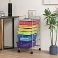 thumbnail image 3 of ZYPPP 6-Drawer Rolling Storage Cart, Multifunctional Art Craft Organizer Cart, Mobile Utility Storage Cart with Removable Drawers & Lockable Wheels, Craft Cart for Home Office.-Multicolored & Clear, 3 of 8