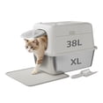 thumbnail image 4 of XL Stainless Steel Cat Litter Box with Lid – Fully Enclosed, High Sides for Leak Protection – Odor Control, Non-Stick, Easy to Clean – Includes Metal Scoop & Litter Mat – 15CM Tall, Light Gray, 4 of 8