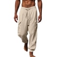 thumbnail image 1 of xiaxaixu Men Cargo Pants, Elastic Waist Drawstring Solid Loose Casual Pants Trousers with Pockets, 1 of 7