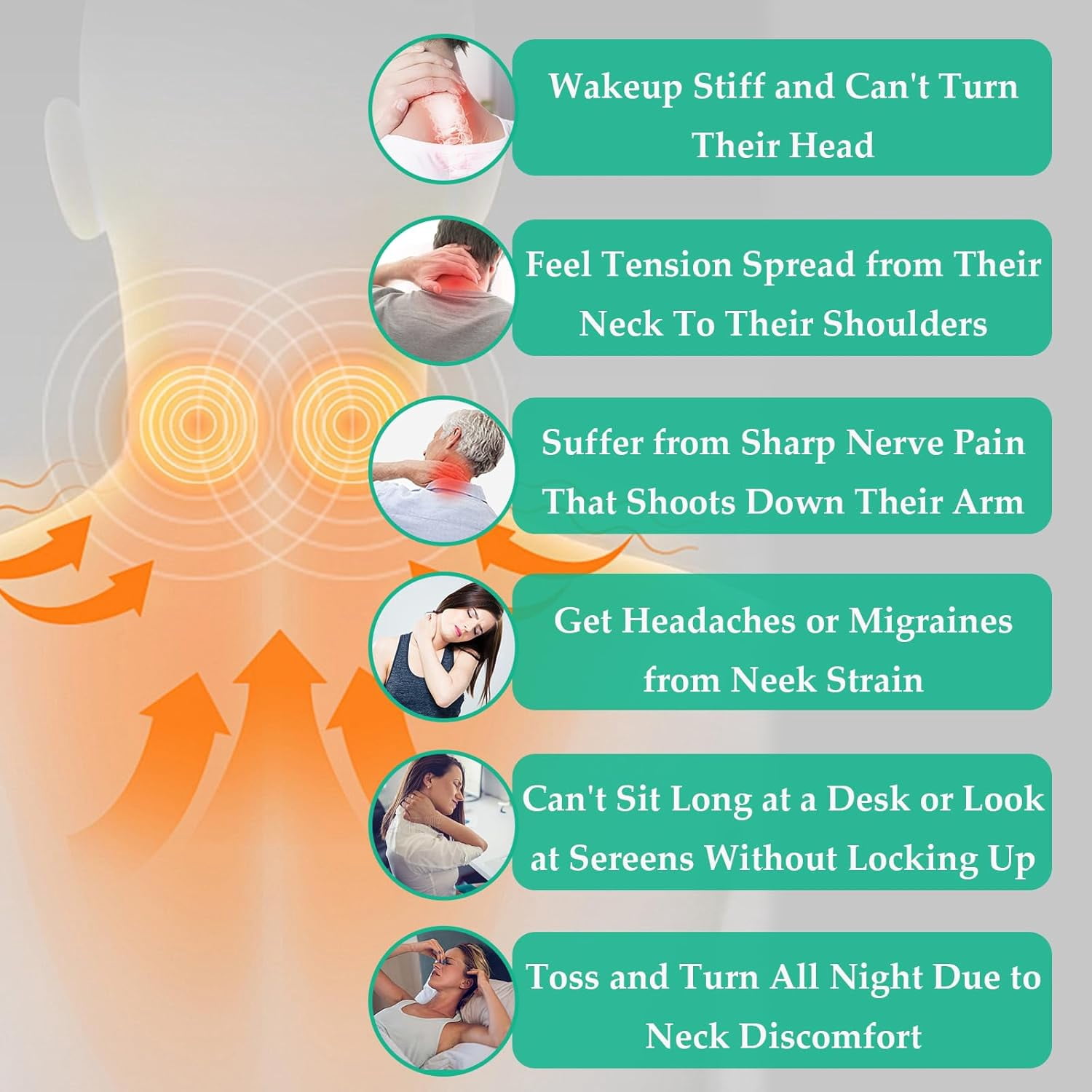 Vitality Magic Pro 2.0 Neck Massager - Upgraded Neck Massager【4 Heated Heads】【6 Massage Modes】【14 Adjustable Gears】 Ergonomic Design, Promotes Muscle Relaxation, Portable, Lightweight