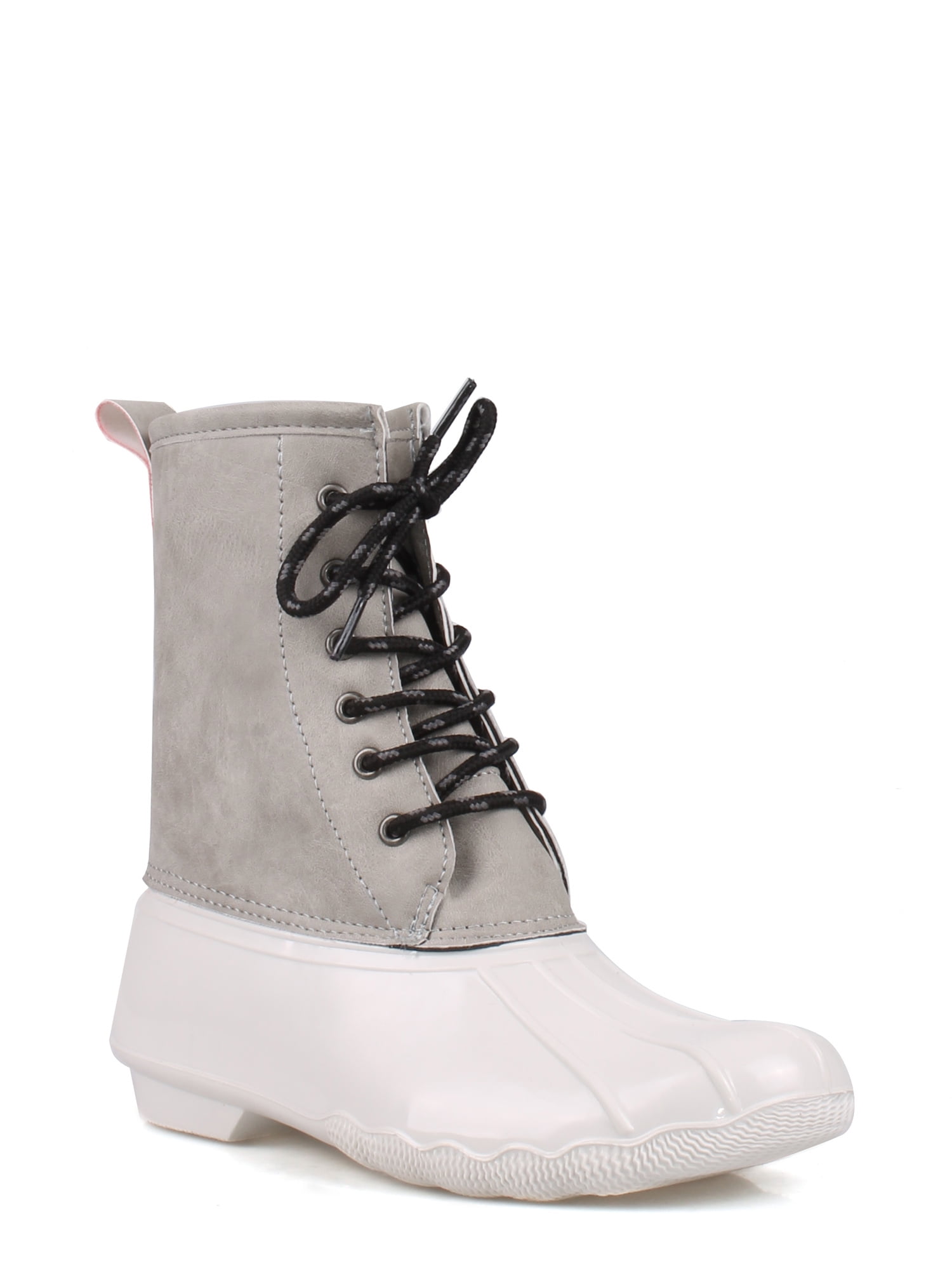 jade side buckle lace up duck boot