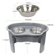 thumbnail image 3 of 2 Stainless Steel Adjustable Elevated Dog Cat Food Water Bowls Feeder Stand Set - Gray, 3 of 8