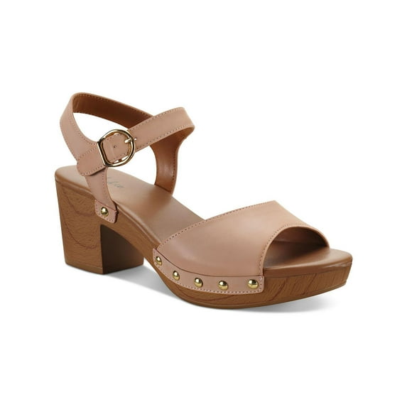 Style & Co. Womens Anddreas Faux Leather Clog Heel Sandals