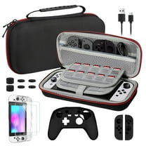 TSV Carrying Case Fit for Nintendo Switch OLED, 17-in-1 Accessories Bundle with Hard EVA Travel Bag, PC/Silicone Protective Case Cover, Screen Protector, Type C Cable, Thumb Grip Caps