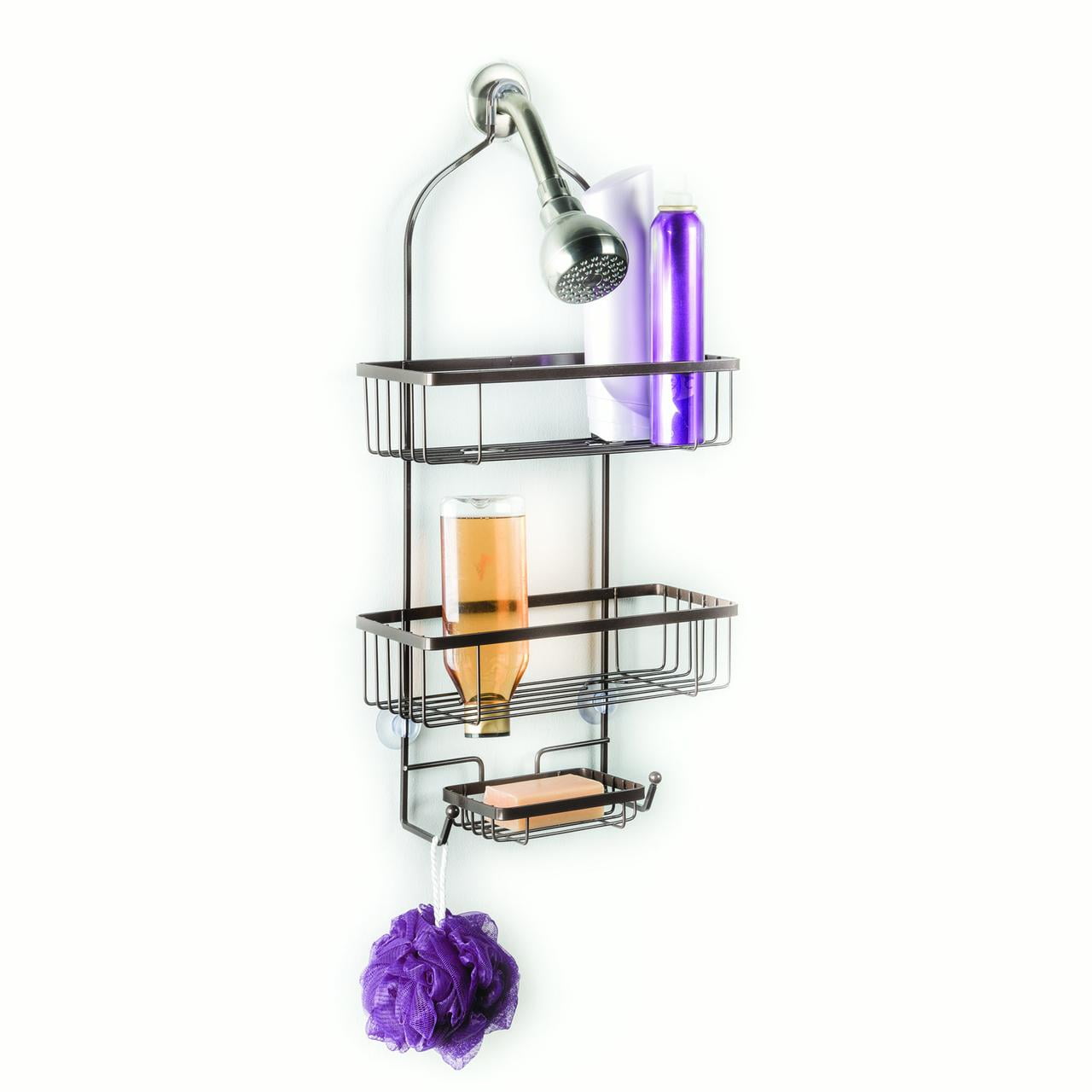 Over The Showerhead Two Tier Open Wire Design Deluxe Shower Caddy With Two Hooks