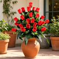 thumbnail image 6 of Artificial Cemetery Flowers for Grave, Red Plastic Rose Ground Insert for Memorial and Fall Gravesite Decor, 18.5 In, 6 of 7