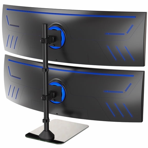 VIVO Dual Ultrawide Monitor Desk Stand with Glass Base, 2 Screens up to 49"