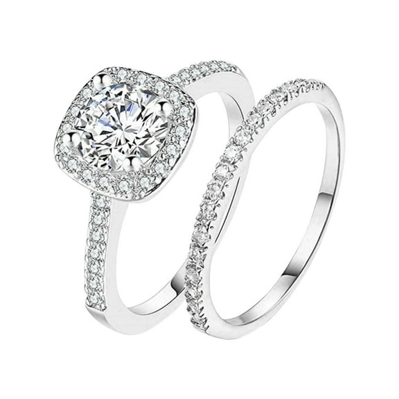 promise rings for women rose gold couple set stacking anniversary/wedding/promise jewelry her Women Ring Rhinestone Men Jewelry Rings Size 6-11 Alloy Gift Finger Couples #01 Silver,6