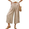 thumbnail image 3 of BUIGTTKLOP Capri Pants for Women Striped High Waisted Lounge Pants Striped Wide Leg Summer Cropped Trousers, 3 of 5