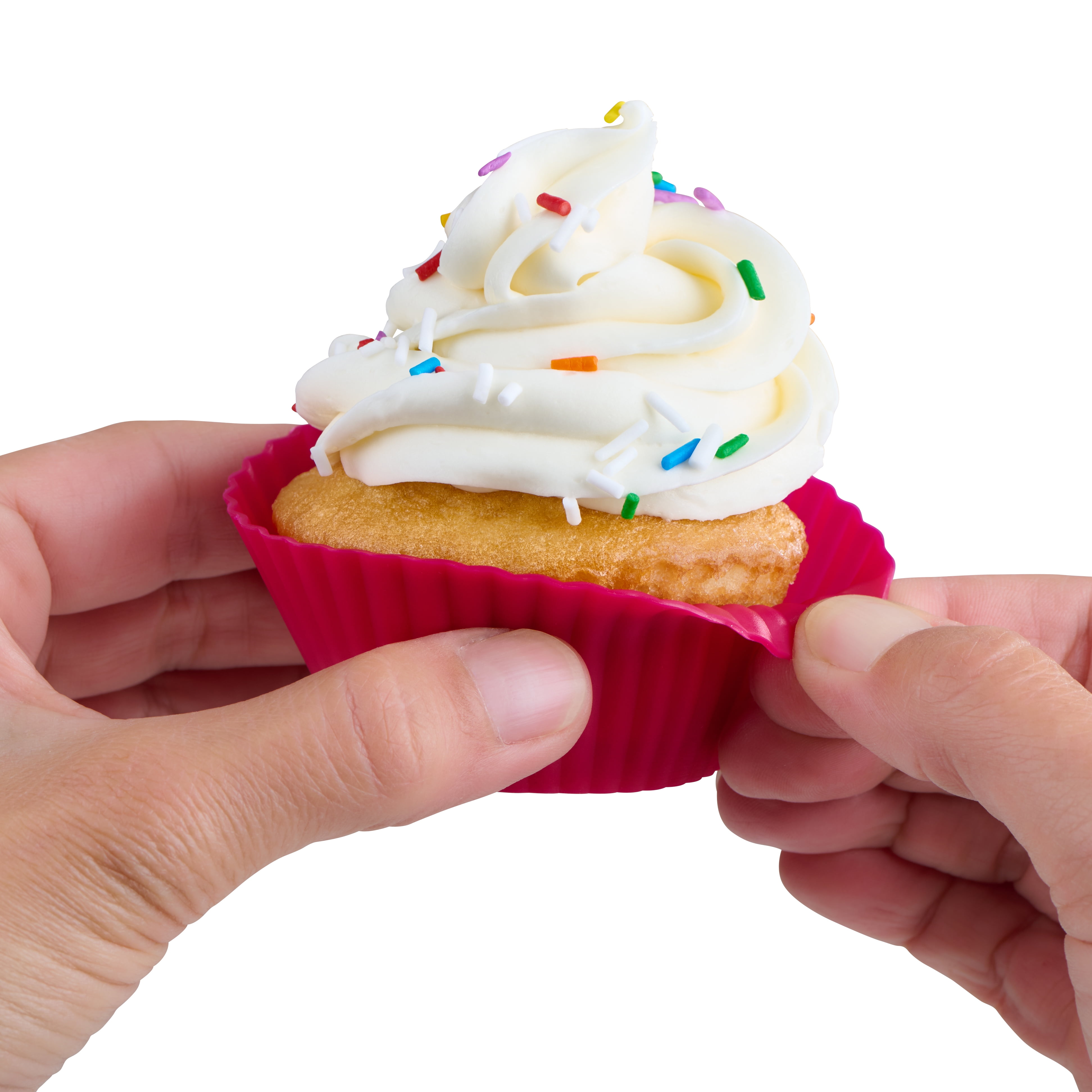 Trudeau Maison Ens. de 12 Moules à Muffins Standard en Silicone, Ens. 12 moules tropic fuchsia