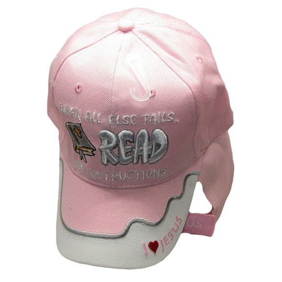When All Else Fails Read The Instructions I Love Jesus Pink Embroidered Cap Hat