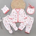 thumbnail image 2 of Staki Unisex Baby Clothes 5 Piece Layette Sets Cotton 0-3 Months Clothes Outfits for Baby Boys Girls Gift Set (Tops+Hat+Pants+Bib)(Red,One Size), 2 of 7