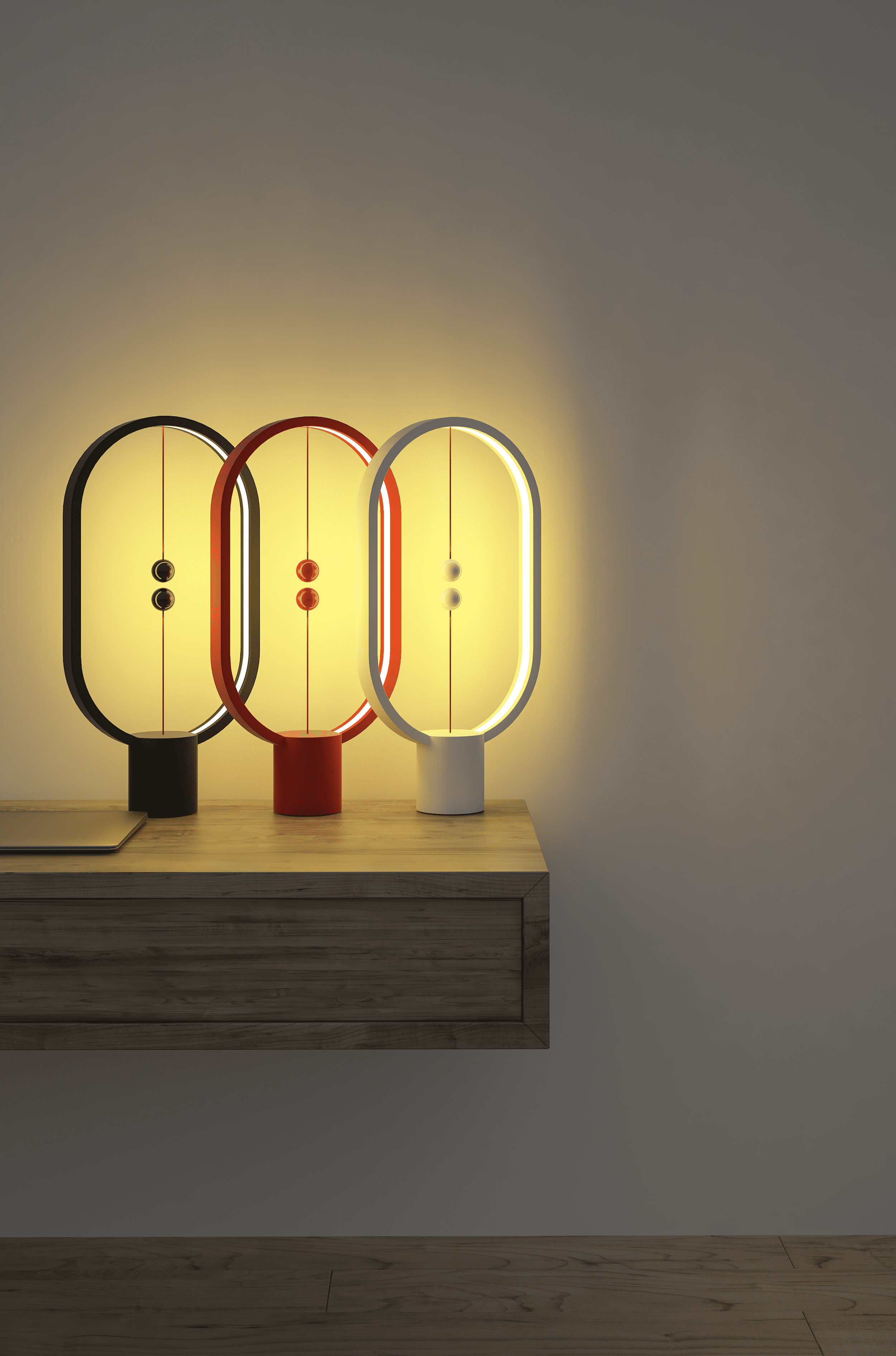 Heng Balance Lamp Ellipse Plastic USB Chargeable, Red