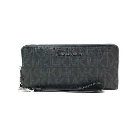 Fabric Continental Wallet - NEW MICHAEL KORS SIGNATURE JET SET TRAVEL CONTINENTAL BLACK TRAVEL WALLET CLUTCH