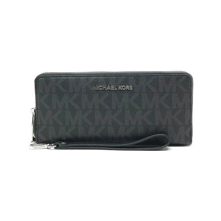 NEW MICHAEL KORS SIGNATURE JET SET TRAVEL CONTINENTAL BLACK TRAVEL WALLET