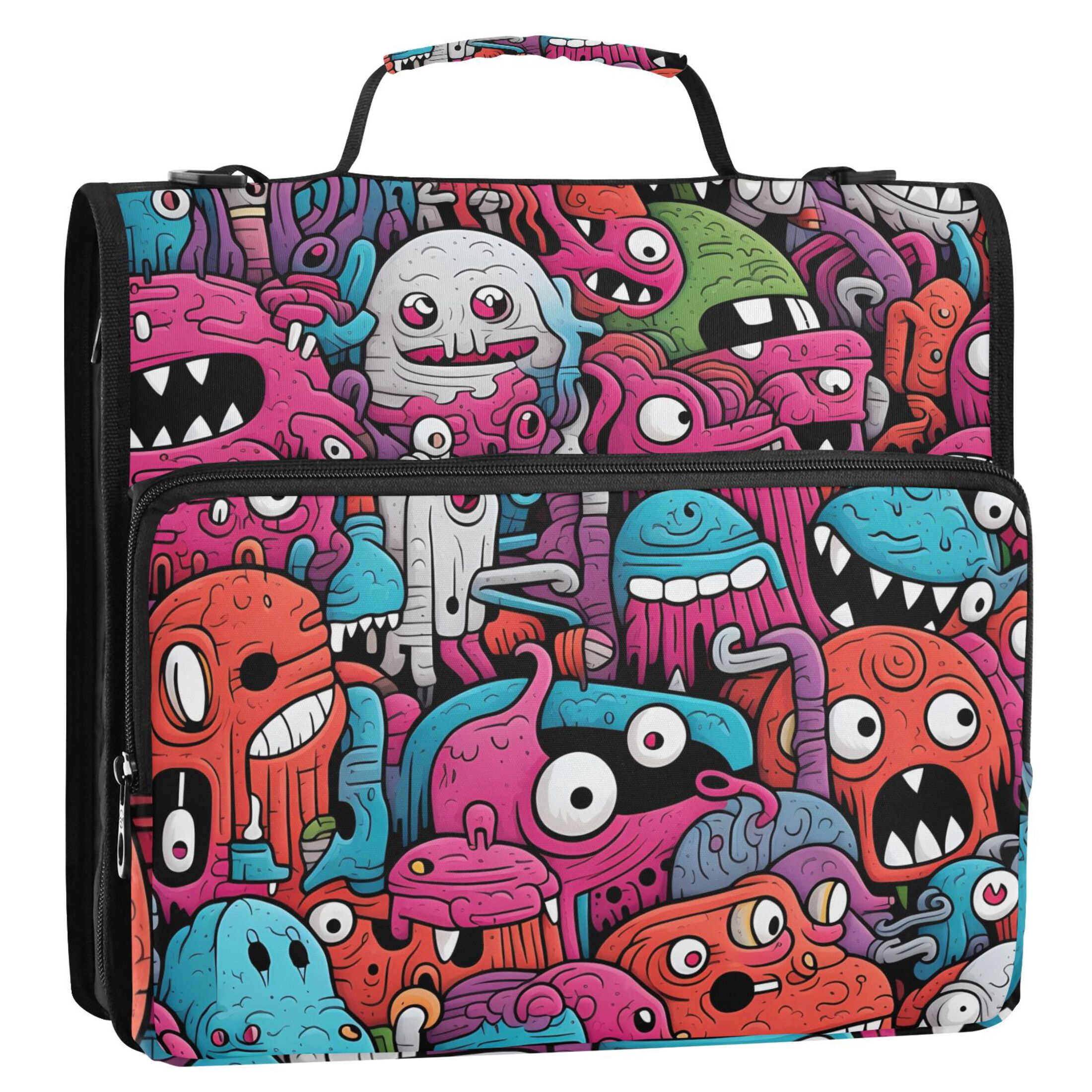 ALAZA Zipper Binder Colorful Animals 3 Ring Trapper Keeper File Folder Organizer Bag