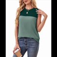thumbnail image 3 of Camiseta Sin Mangas Informal de Verano con Cuello Redondo y Bloques de Color para Mujer, Verde, XXL, 3 of 8