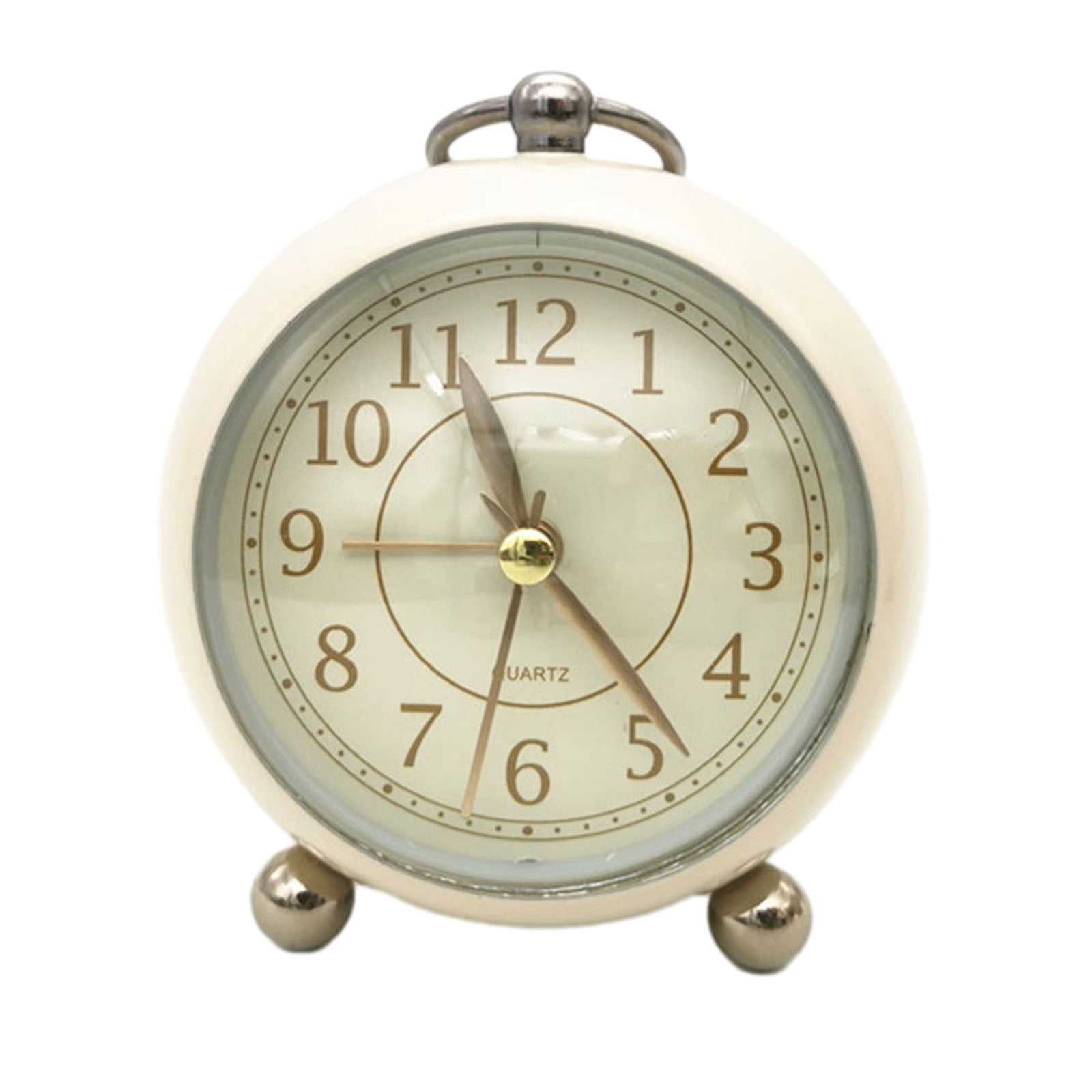 Réveil mécanique vintage en métal pour chambre à coucher, horloge de chevet silencieuse, dorée, décoration de luxe, horloge de table de chevet (9,5 x 13,5 cm