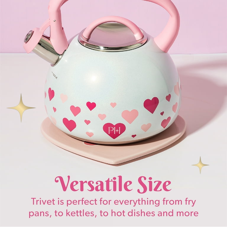 Paris Hilton Heart-Shaped Ceramic Trivet, Durable and Heat Safe