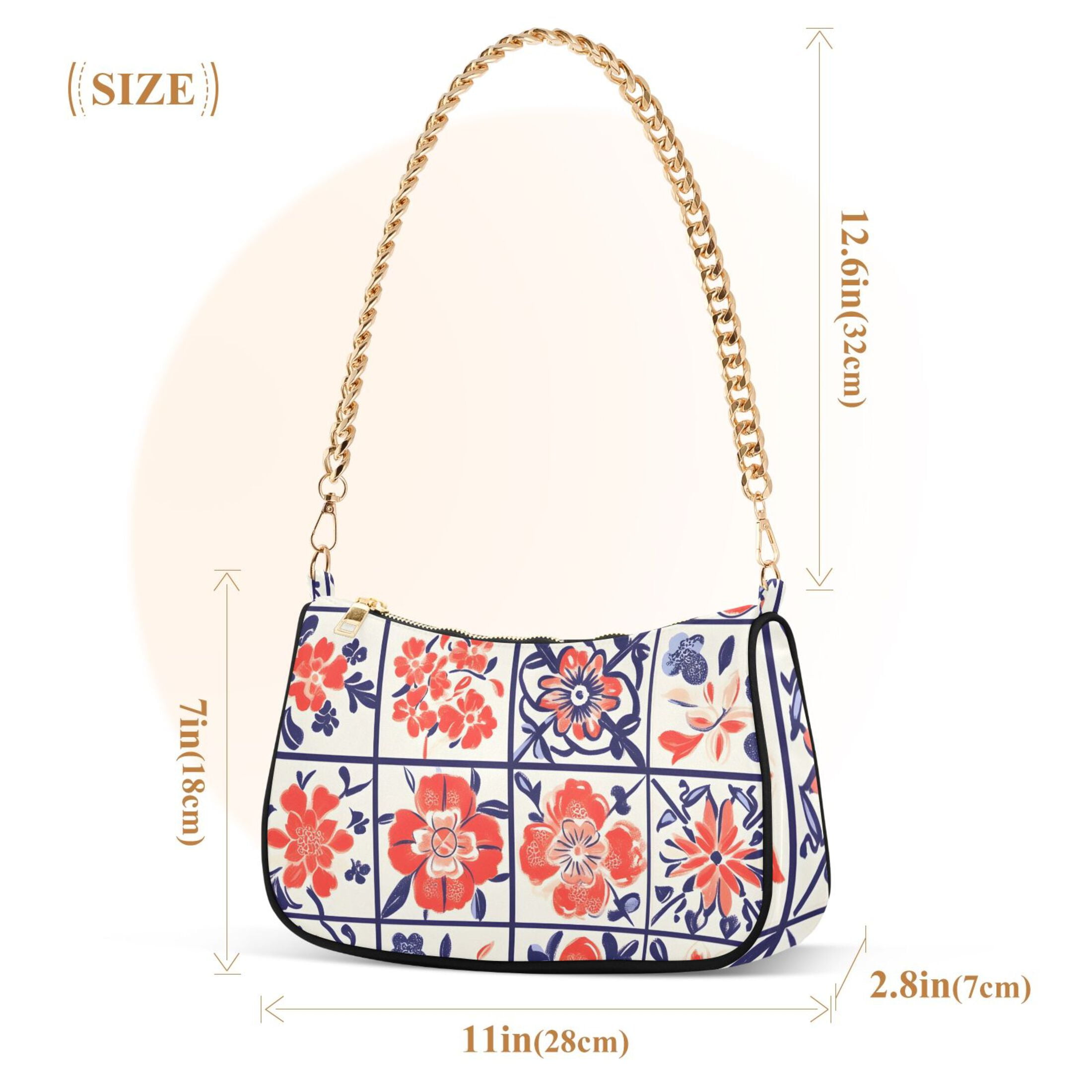 Ryvnso Boho Flower in Checkered Grid Womens Chain Shoulder Bag Tote Handbags Clutch Hobo Purse with Zipper for Travel