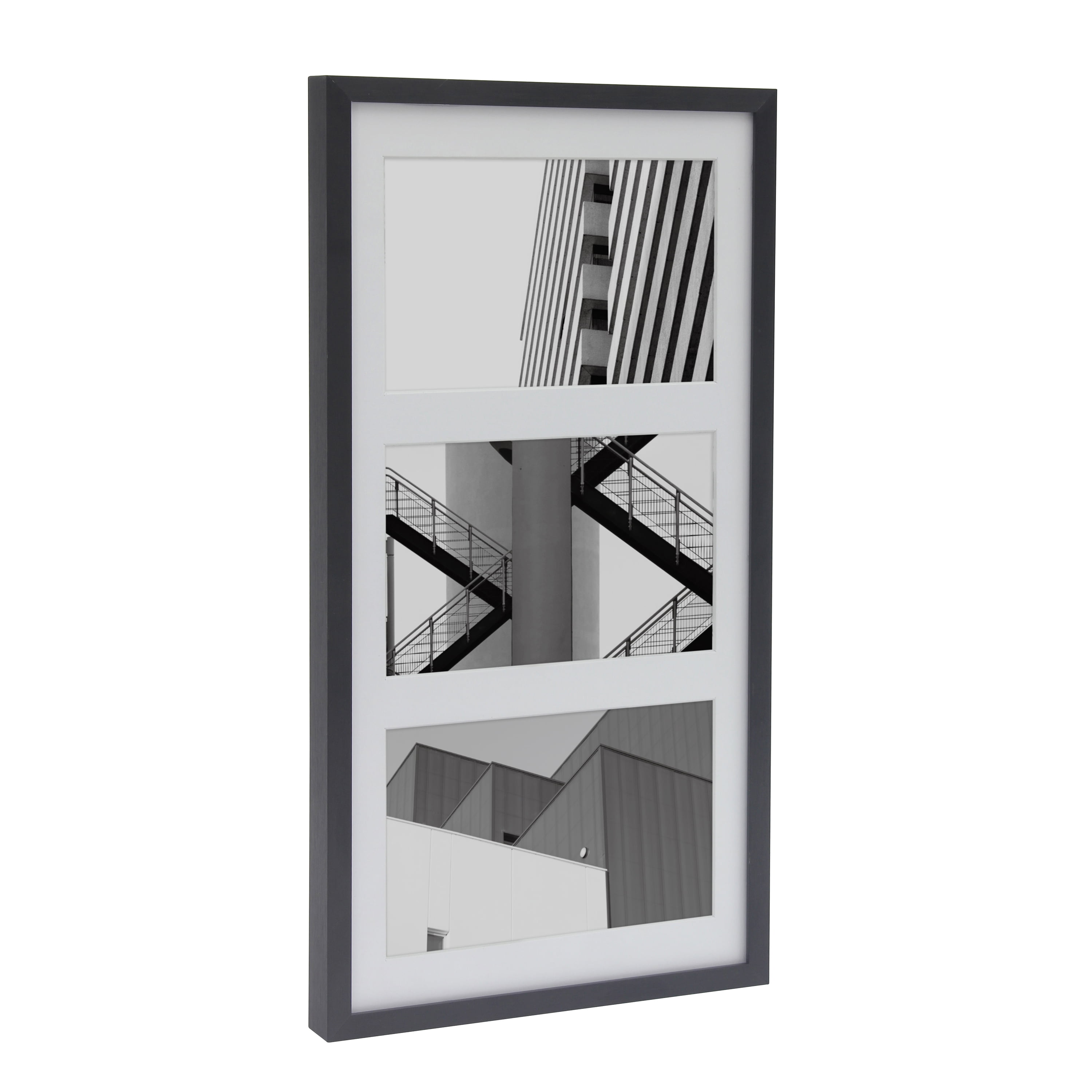 Better Homes & Gardens 7x14 Matted to 4x6 3-Openings Metal Gallery Wall Picture Frame, Black