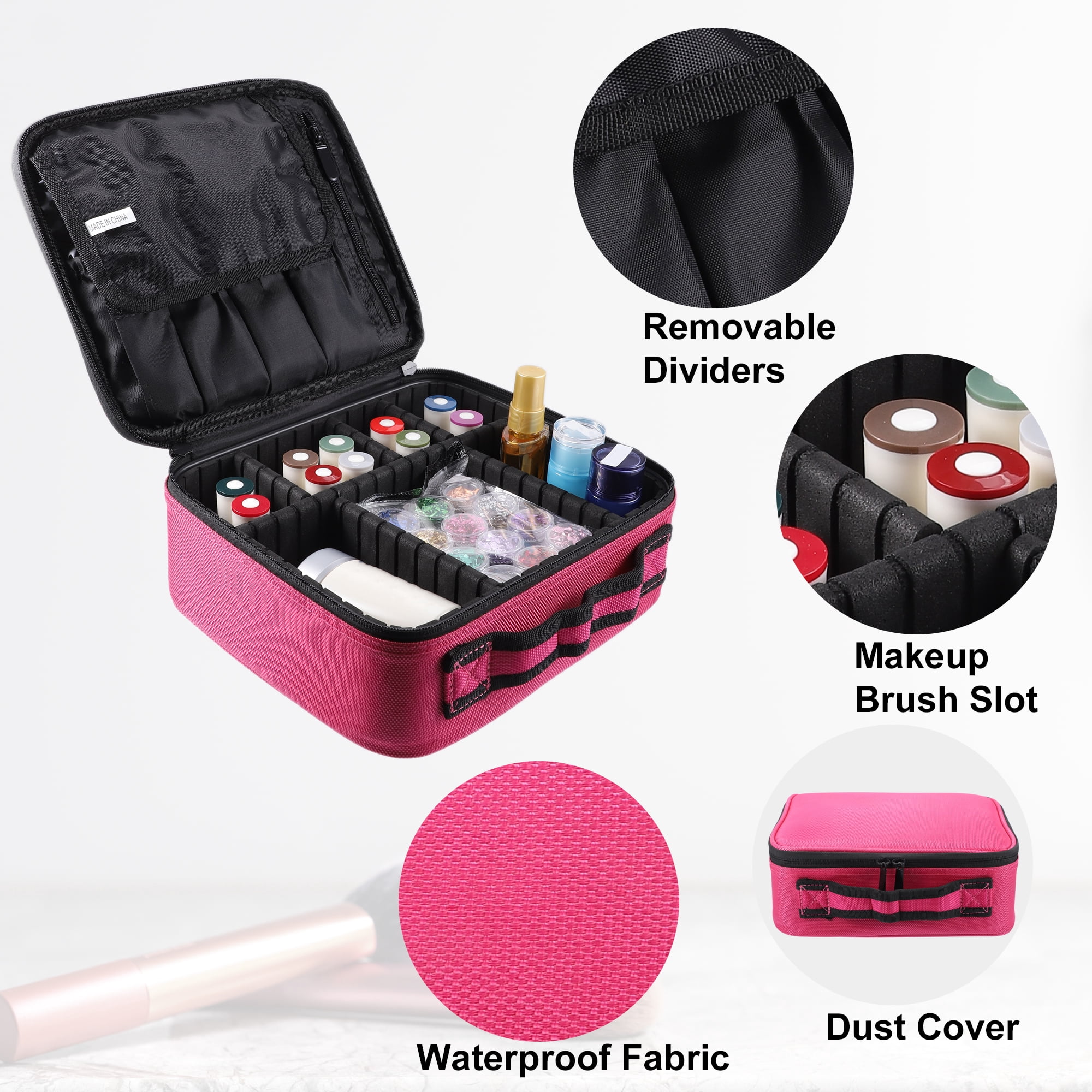 Unique Bargains Floral Makeup Bag Zipper Flower Cosmetic Pouch Rose Red