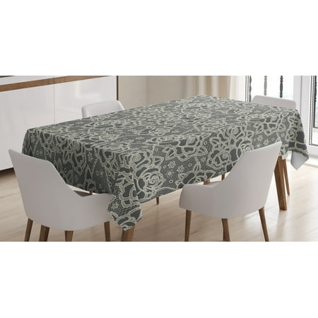 

Vintage Tablecloth Ornate Romantic Roses Pattern Lace Style Backdrop and Victorian Inspirations Rectangular Table Cover for Dining Room Kitchen 52 X 70 Inches Dark Taupe Cream by Ambesonne