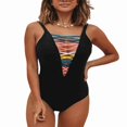 thumbnail image 1 of Traje de baño de una pieza para mujer Fiesta en la playa Elegante Traje de baño con cordones multicolor para surfear Negro M, 1 of 7