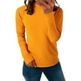 thumbnail image 1 of Women's Thermal Base Layer Top, Soft Warm Solid Color Long Sleeve T-Shirt, Comfortable Versatile Inner Wear for Autumn Casual Outfits, Fall Layering Essential and Daily Wear - Yellow, 1 of 7