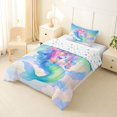 thumbnail image 2 of Feelyou Dreamy Unicorn Mermaid Twin Comforter Sets for Girls, Watercolor Galaxy Bedding Set, Blue Pink, Colorful Star Reversible, 2pcs, 2 of 6