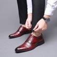 thumbnail image 2 of Gubotare Men's Oxfords Dress Shoes Men's Classic Modern Formal Oxford Men's Dress Shoes Formal Cap Toe Oxford (Red,9.5), 2 of 5