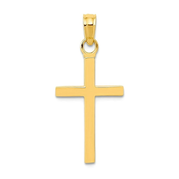 10k Gold 3-d Block Religious Faith Cross High Polish 27x12mm Wide Pendant Necklace for Women