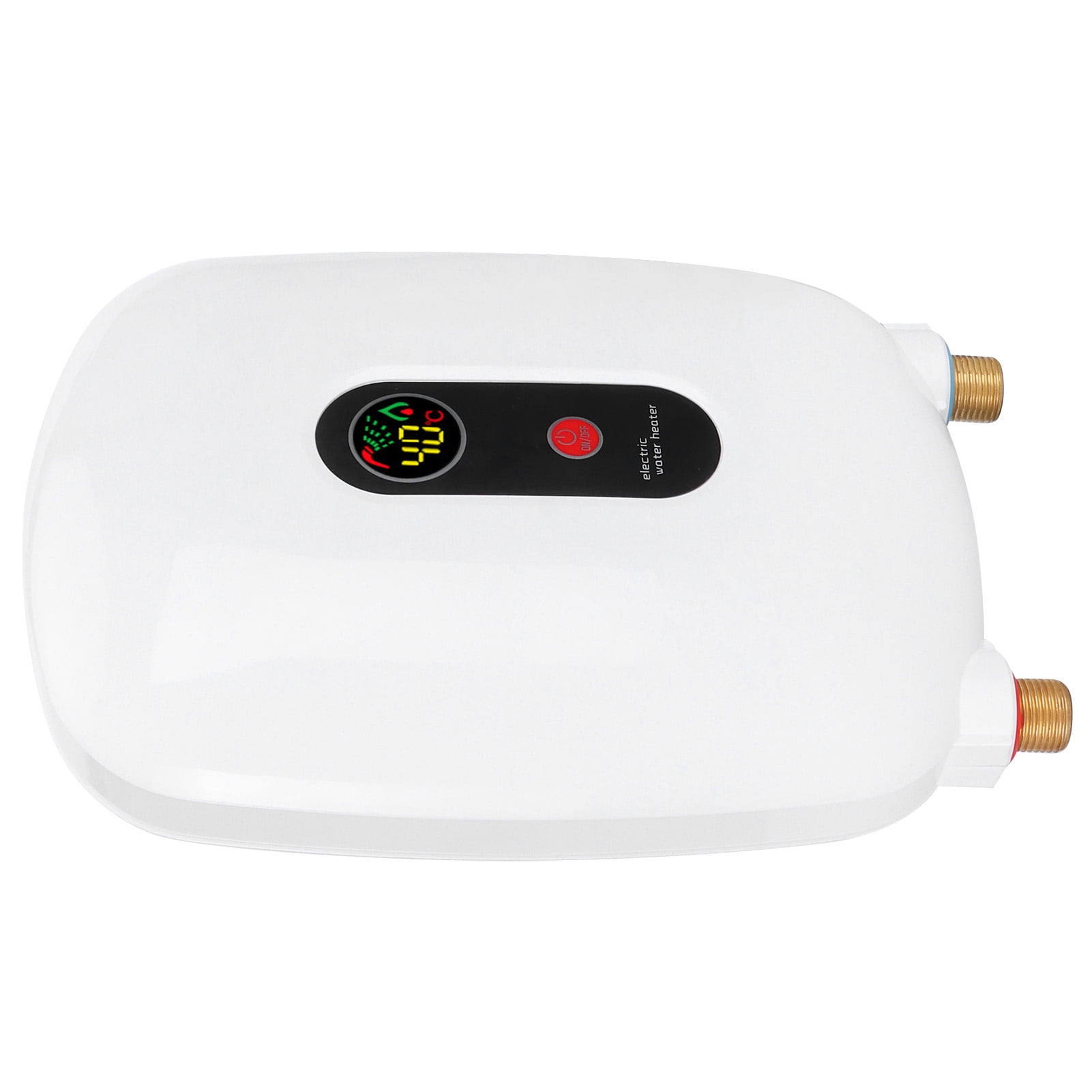 Riousery Mini Tankless Hot Water Heater Electric Fixed Frequency Appliance for Bathroom Shower Kitchen Fast Heating 3000W 110V US Plug Stainless Steel White Compact Design 11.4 inches / 29 cm