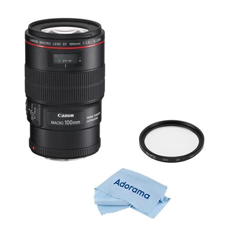 EF 100mm f/2.8L Macro IS USM Lens, Bundle with ProOptic 67mm Multi Coated UV Slim Filter and Cleaning Cloth
