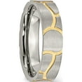 thumbnail image 4 of Stainless Steel Brushed Yellow Ip-Plated 6mm Grooved Band (Size 8.5) Made In China sr57-8.5, 4 of 5