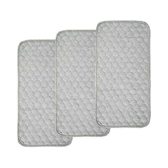 Baby Diaper Pads Bamboo Quilted Thicker Waterproof Changing Pad Liners, 3 Count Gray.