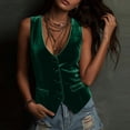 thumbnail image 5 of Zynoxe Vest Tops for Women 2026 Velvet Sleeveless V Neck Button down Fitted Waistcoat with Pockets Solid Color Casual Party Daily Summer Vest, 5 of 7