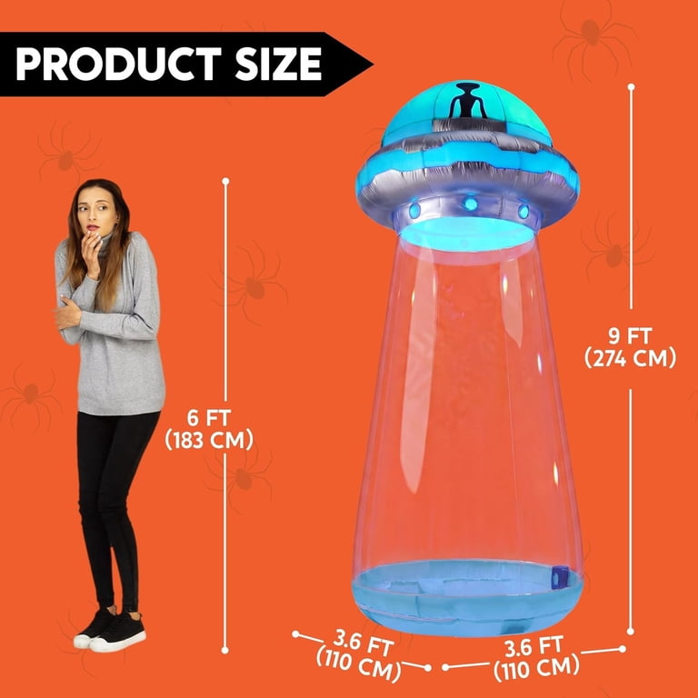 9 FT Tall Halloween Inflatable UFO Cow Abduction Outdoor Decoration ...