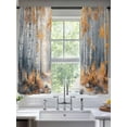 thumbnail image 3 of Orange Navy Blue Semi Sheer Curtains 63 Inch Length 2 Panels Set, Modern Oil Painting Art Forest Sheer Kitchen Curtain Privacy Voile Window Curtain for Living Room Bedroom Rod Pocket Drapes, 3 of 7
