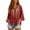 Red, variant on ZDNIXIAN Embroidered Button Down Shirts for Women Mandarin Collar 3/4 Flare Sleeve Blouse, Vintage Floral Butterfly Embroidery Loose Lightweight Tunic Tops, Elegant Casual Stand Collar Tunic Shirts