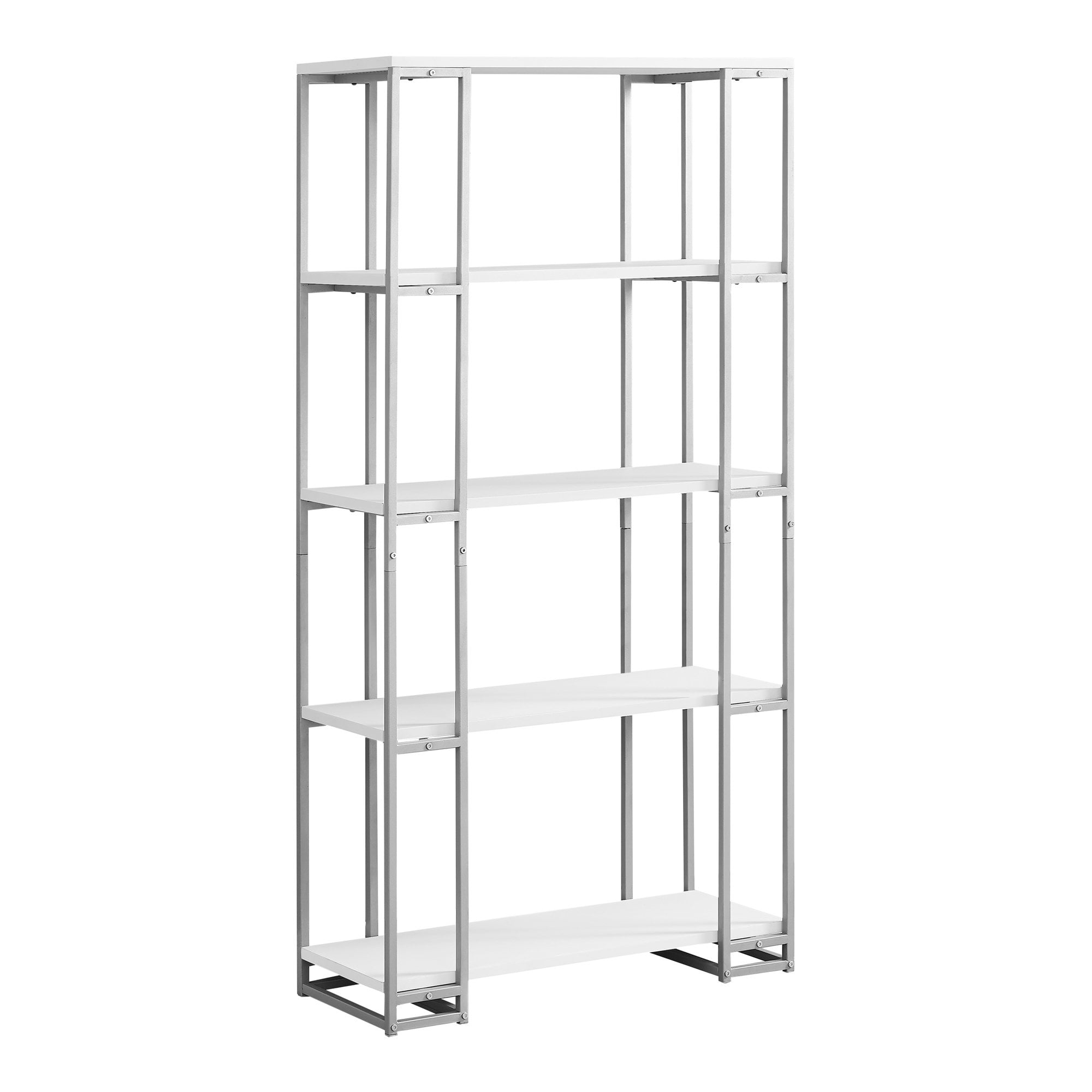 BOOKCASE 60"H / WHITE / SILVER METAL